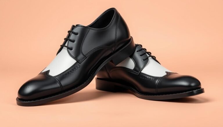 Black and white male dress shoes