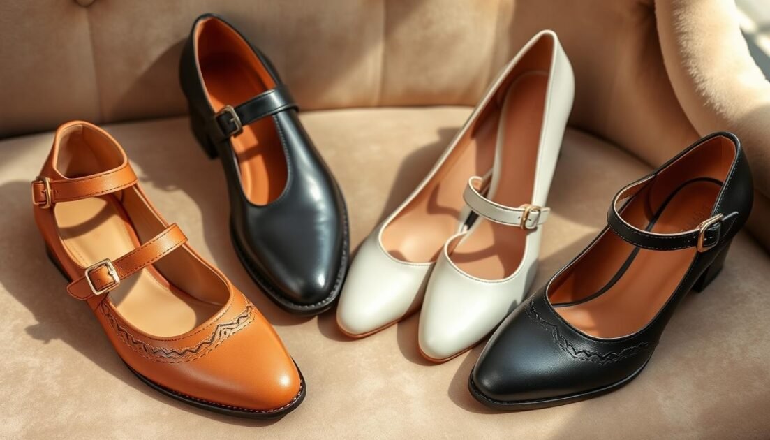 Leather Mary Jane Flats and Heels