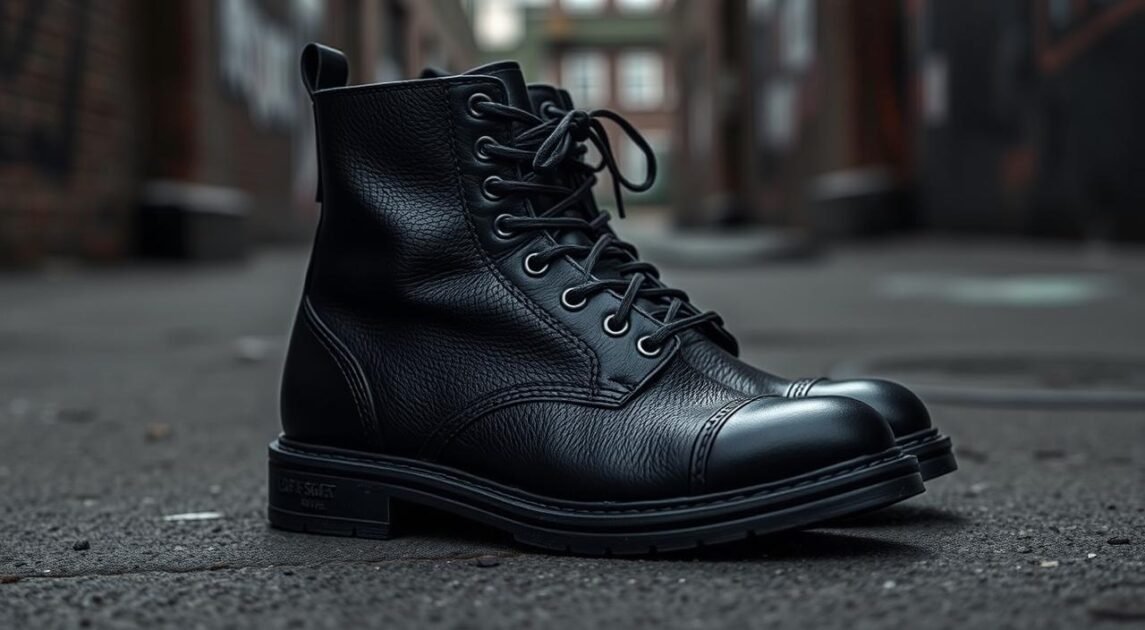 black combat boots