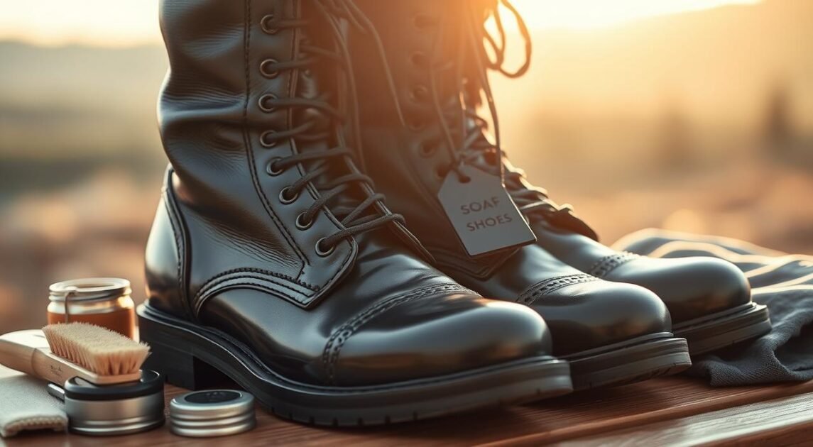 black combat boots care