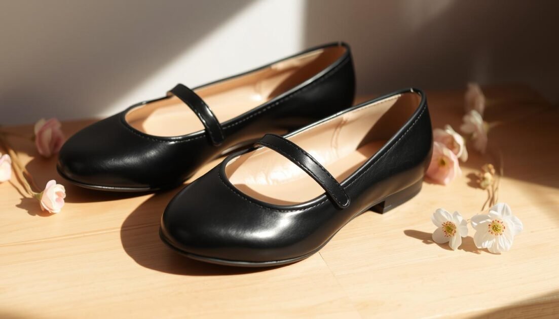 black mary jane flats