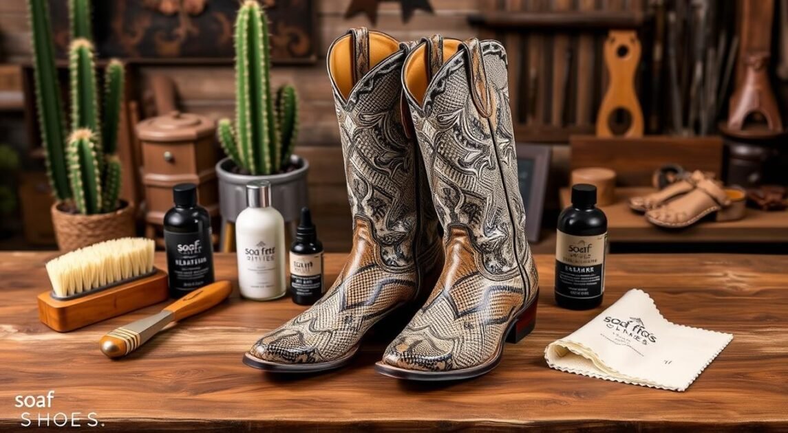 handmade reptile boots care