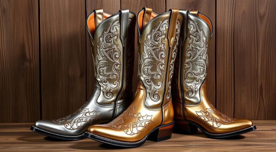 metallic finish boots