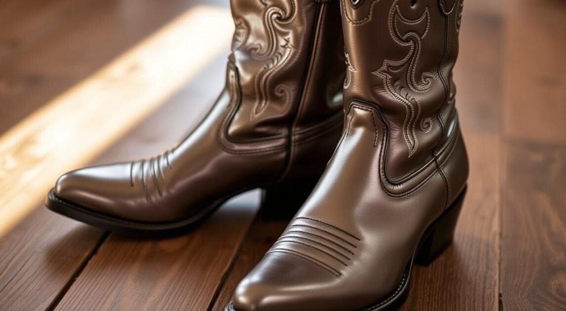 metallic leather cowboy boots