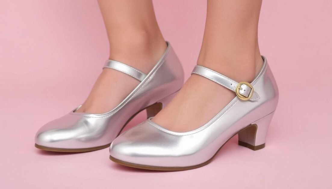 silver Mary Jane shoes