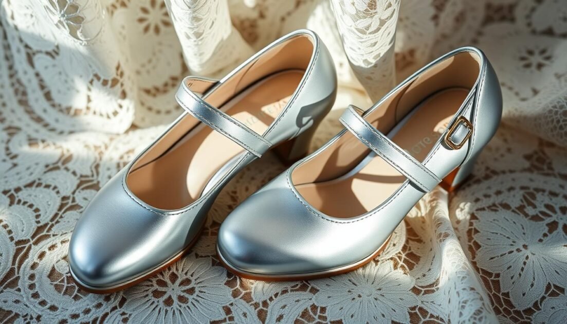 stylish silver Mary Janes