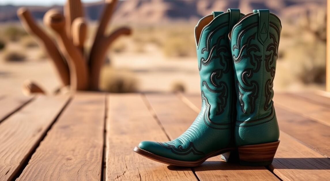 teal cowboy boots