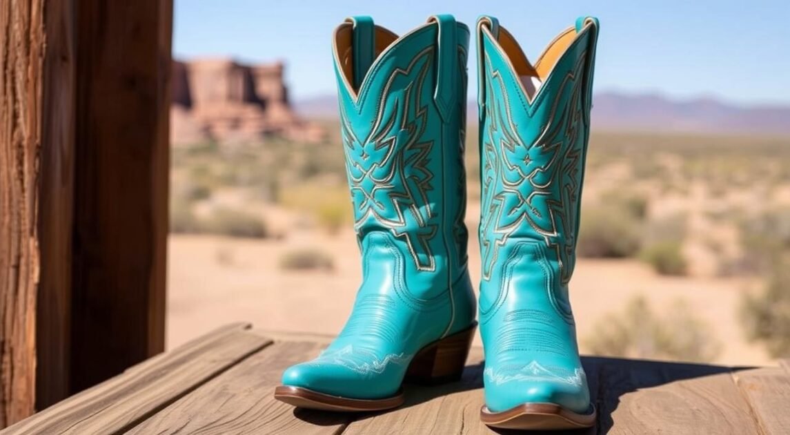 teal cowboy boots