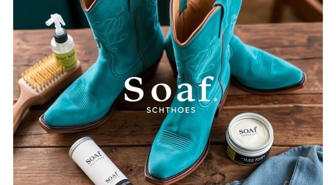 teal suede cowboy boots care