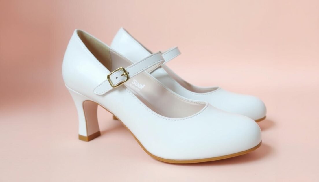 white mary jane heels for women