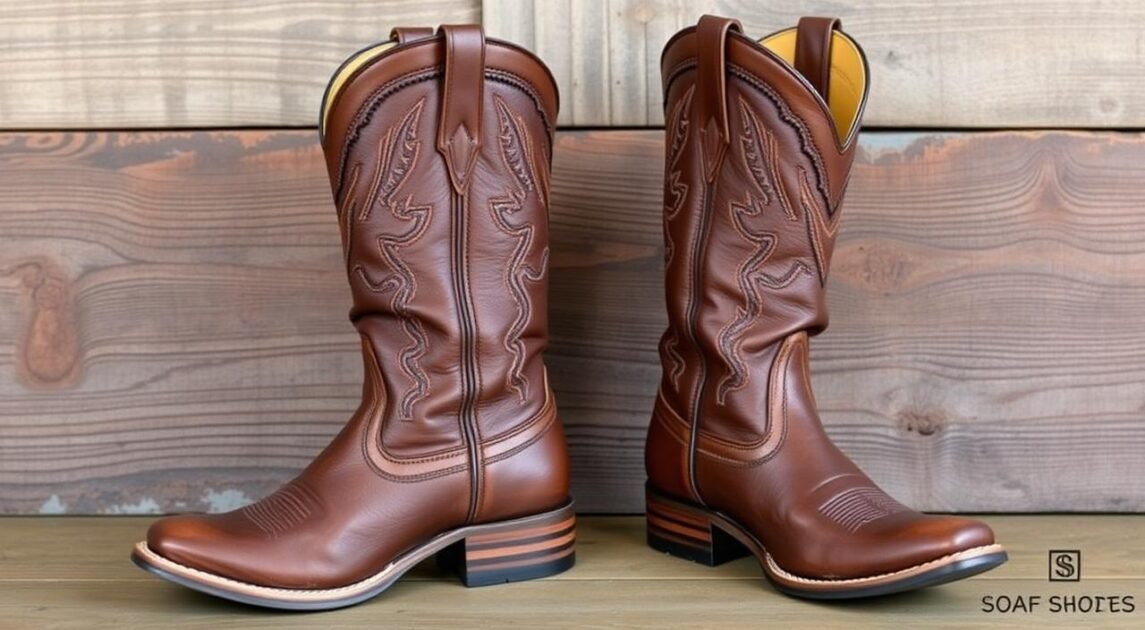 wide calf leather cowboy boots